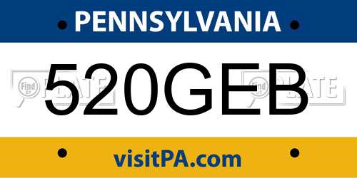 520GEB Pennsylvania License Plate