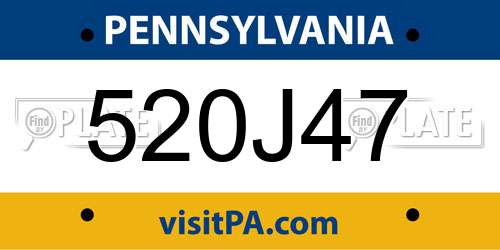 520J47 Pennsylvania License Plate