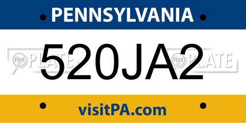 520JA2 Pennsylvania License Plate