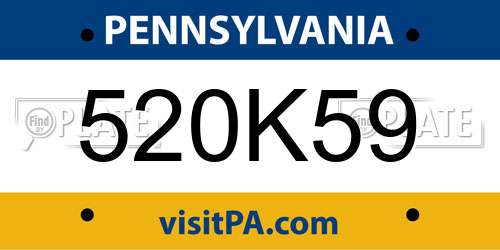 520K59 Pennsylvania License Plate