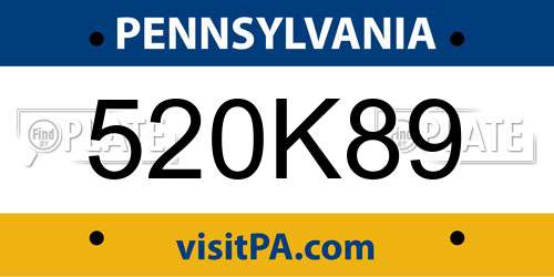 520K89 Pennsylvania License Plate