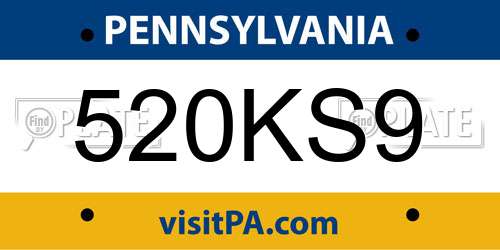 520KS9 Pennsylvania License Plate
