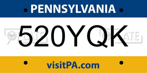 520YQK Pennsylvania License Plate