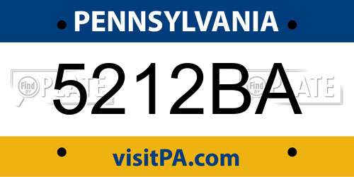 5212BA Pennsylvania License Plate