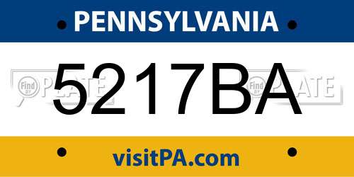 5217BA Pennsylvania License Plate