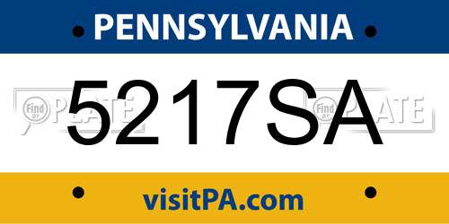 5217SA Pennsylvania License Plate