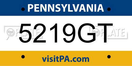 5219GT Pennsylvania License Plate