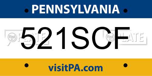 521SCF Pennsylvania License Plate