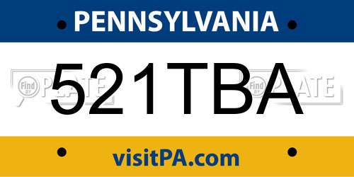 521TBA Pennsylvania License Plate