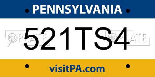 521TS4 Pennsylvania License Plate