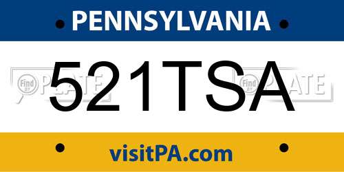 521TSA Pennsylvania License Plate
