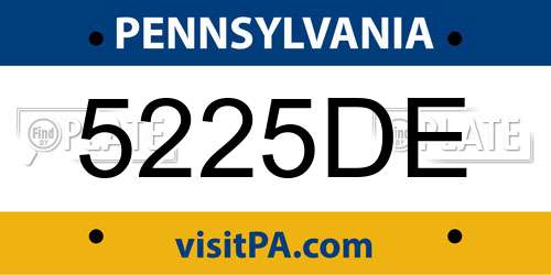 5225DE Pennsylvania License Plate