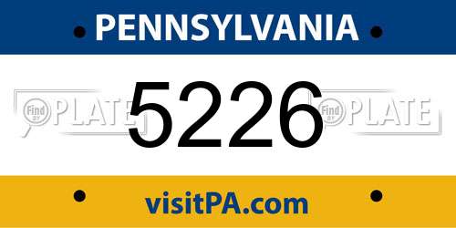 5226 Pennsylvania License Plate