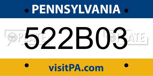 522B03 Pennsylvania License Plate