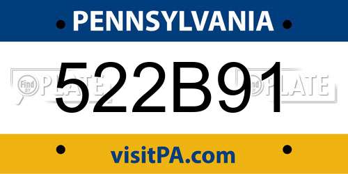 522B91 Pennsylvania License Plate