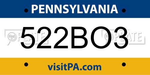 522BO3 Pennsylvania License Plate