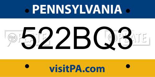 522BQ3 Pennsylvania License Plate