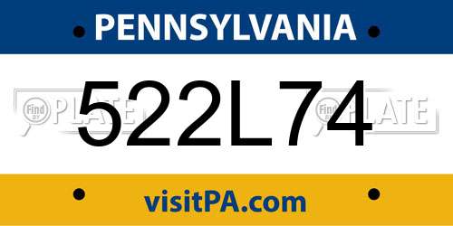 522L74 Pennsylvania License Plate