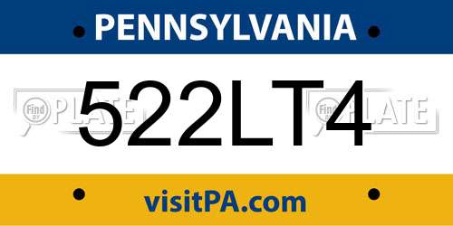 522LT4 Pennsylvania License Plate