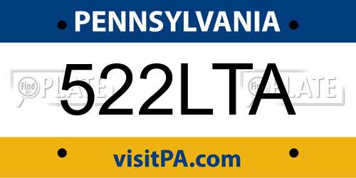 522LTA Pennsylvania License Plate