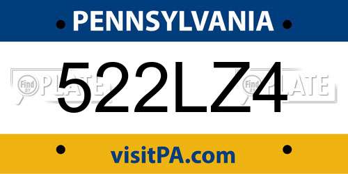 522LZ4 Pennsylvania License Plate