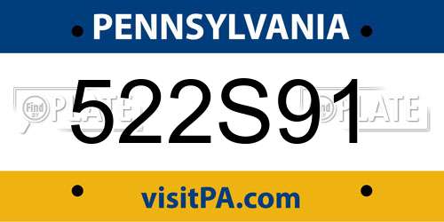 522S91 Pennsylvania License Plate