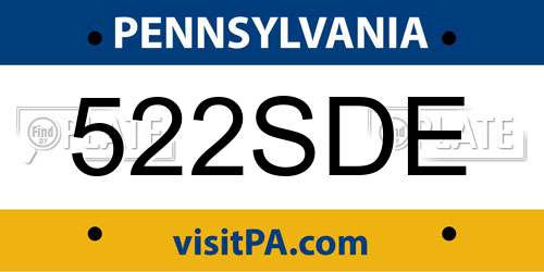 522SDE Pennsylvania License Plate