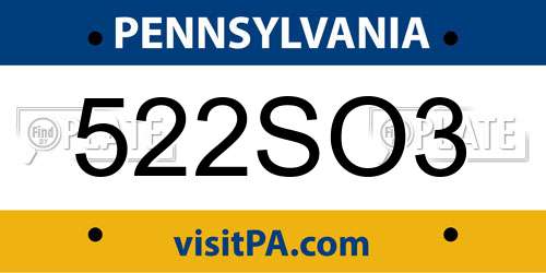 522SO3 Pennsylvania License Plate