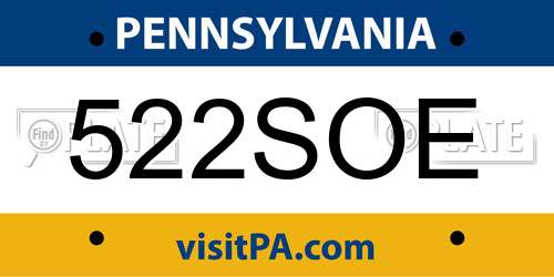 522SOE Pennsylvania License Plate