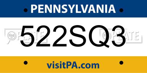 522SQ3 Pennsylvania License Plate