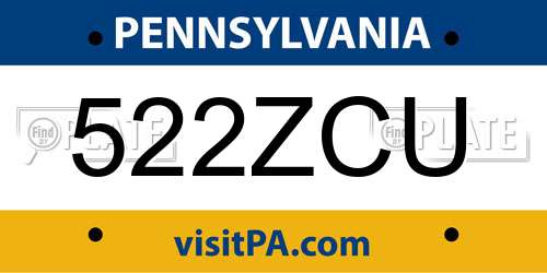 522ZCU Pennsylvania License Plate