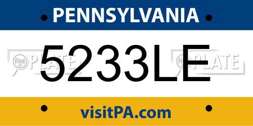 5233LE Pennsylvania License Plate