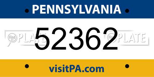 52362 Pennsylvania License Plate
