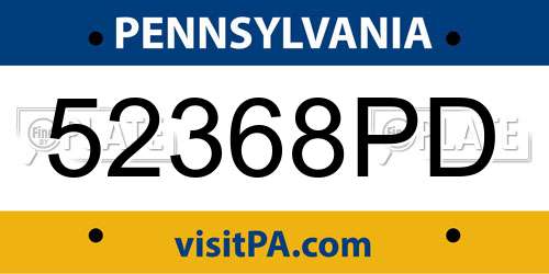 52368PD Pennsylvania License Plate
