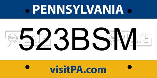 523BSM Pennsylvania License Plate