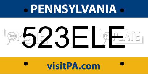 523ELE Pennsylvania License Plate