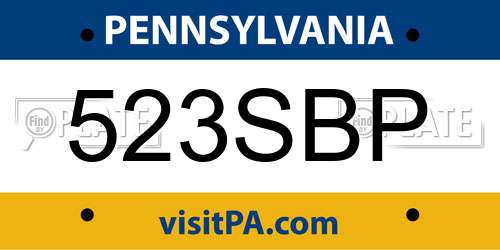 523SBP Pennsylvania License Plate