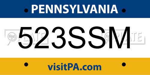 523SSM Pennsylvania License Plate