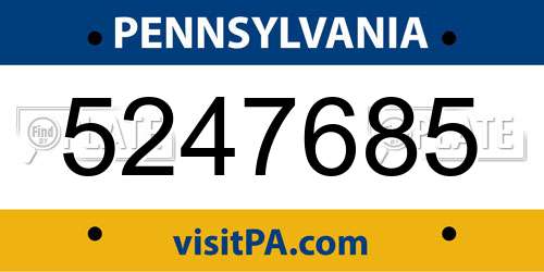 5247685 Pennsylvania License Plate