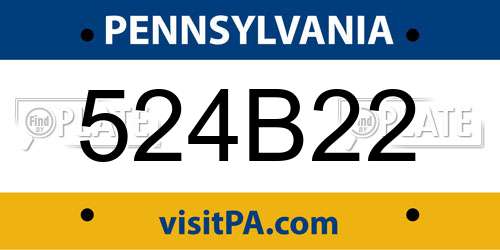 524B22 Pennsylvania License Plate