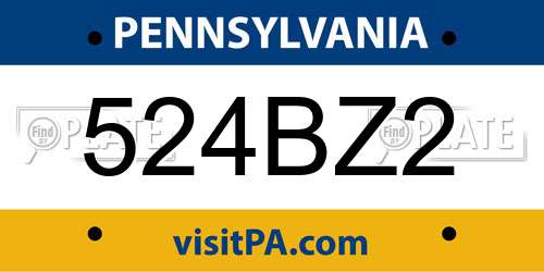 524BZ2 Pennsylvania License Plate
