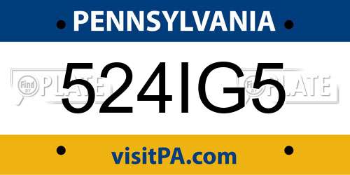 524IG5 Pennsylvania License Plate