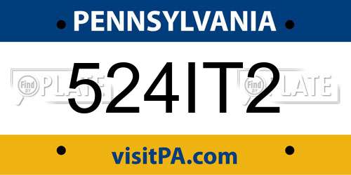 524IT2 Pennsylvania License Plate