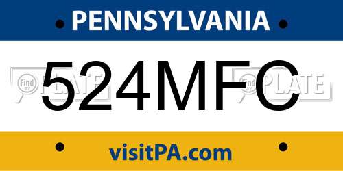 524MFC Pennsylvania License Plate