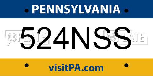 524NSS Pennsylvania License Plate