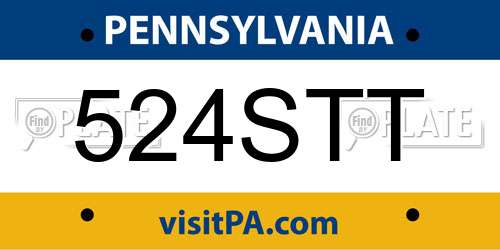 524STT Pennsylvania License Plate