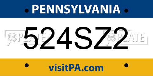 524SZ2 Pennsylvania License Plate