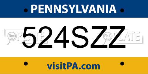 524SZZ Pennsylvania License Plate