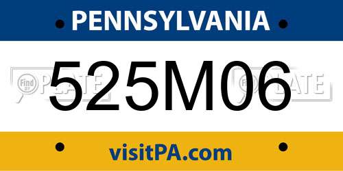 525M06 Pennsylvania License Plate