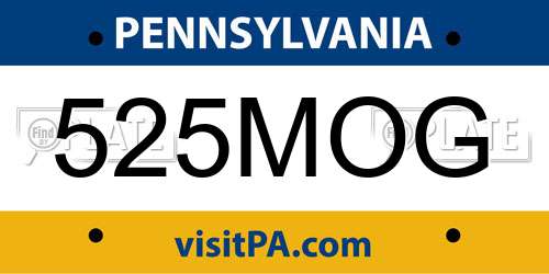 525MOG Pennsylvania License Plate